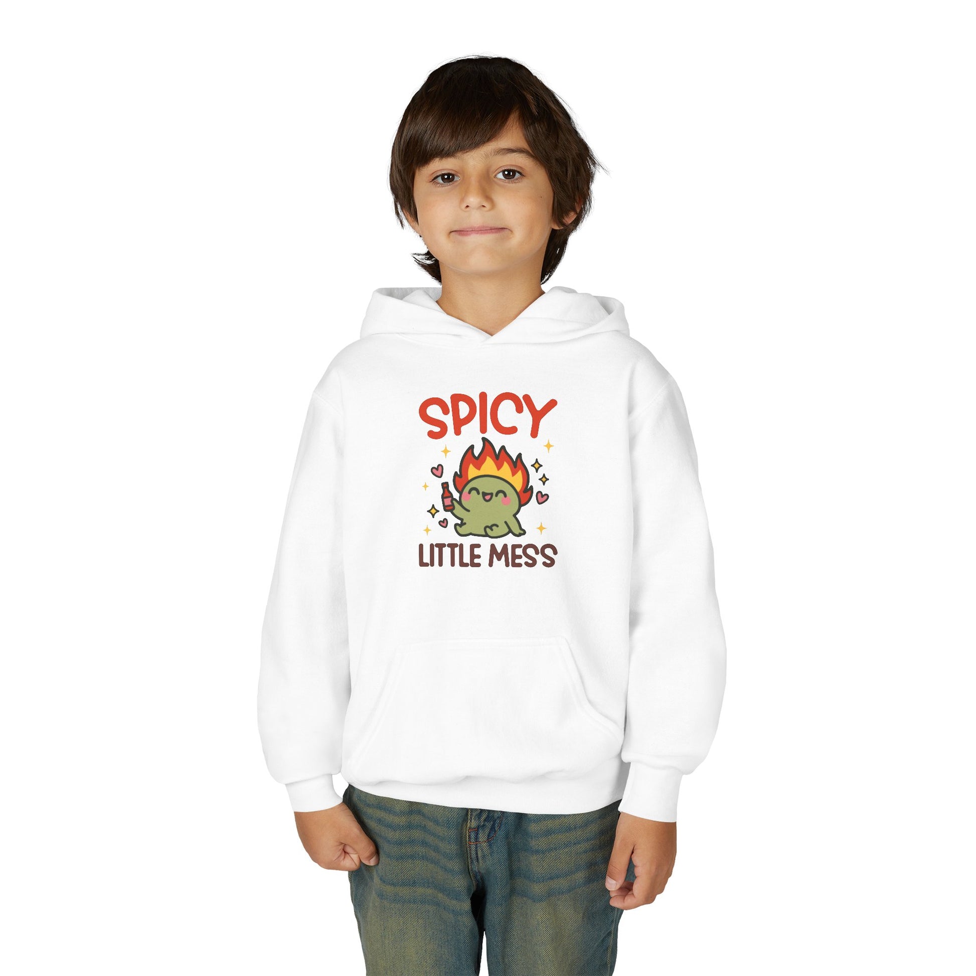 Spicy Little Mess Youth Hoodie | Fun Cartoon Design, Perfect Gift for Kids, Trendy Sweatshirt, Birthday Present, Cozy Fashion - MaisonThreadory