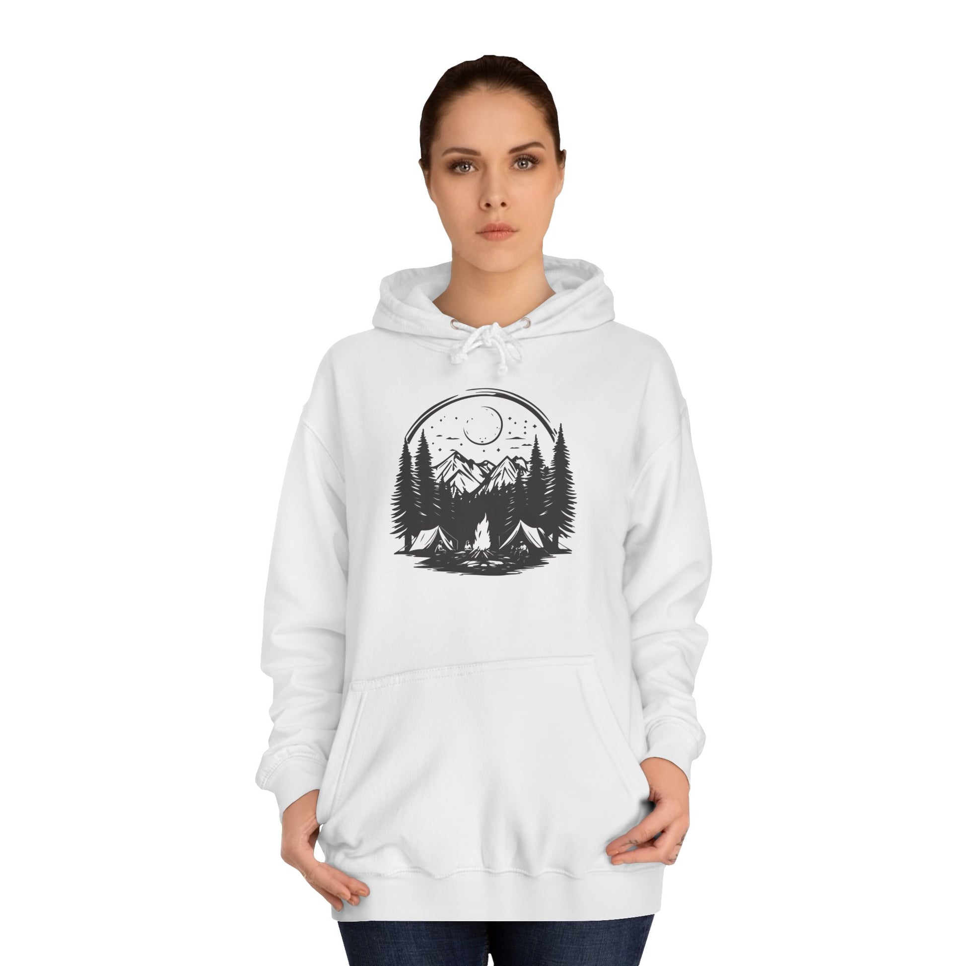 Nature-Inspired Unisex College Hoodie | Camping, Adventure, Outdoor Lover Gift, Cozy Pullover, College Apparel - MaisonThreadory