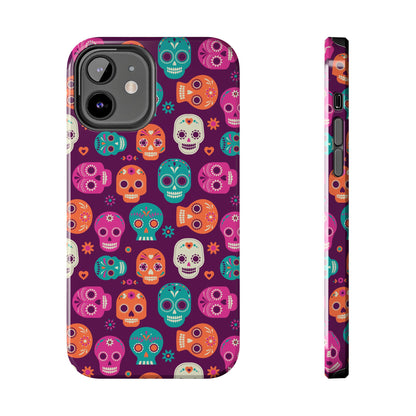 Colorful Skull Phone Case, Tough Cases for Halloween, Unique Phone Cover, Day of the Dead, Fun and Durable Accessories