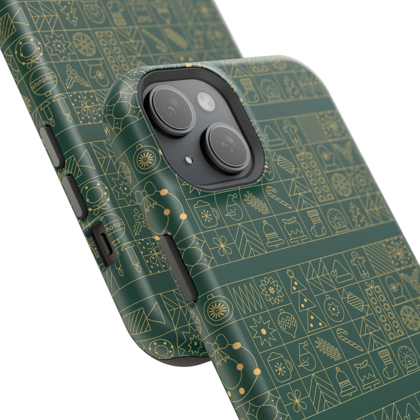 Magnetic Impact-Resistant Phone Case — Dark Green Geometric Pattern