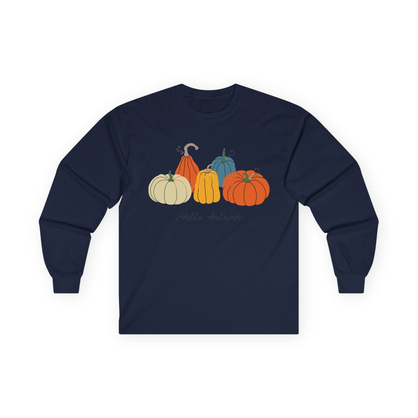 Autumn Pumpkins Long Sleeve Tee | Cozy Fall Shirt, Unisex Tee, Halloween Gift, Pumpkin Lovers Apparel, Casual Fall Outfit - MaisonThreadory