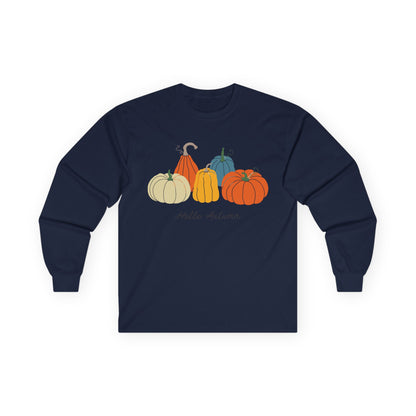 Autumn Pumpkins Long Sleeve Tee | Cozy Fall Shirt, Unisex Tee, Halloween Gift, Pumpkin Lovers Apparel, Casual Fall Outfit - MaisonThreadory