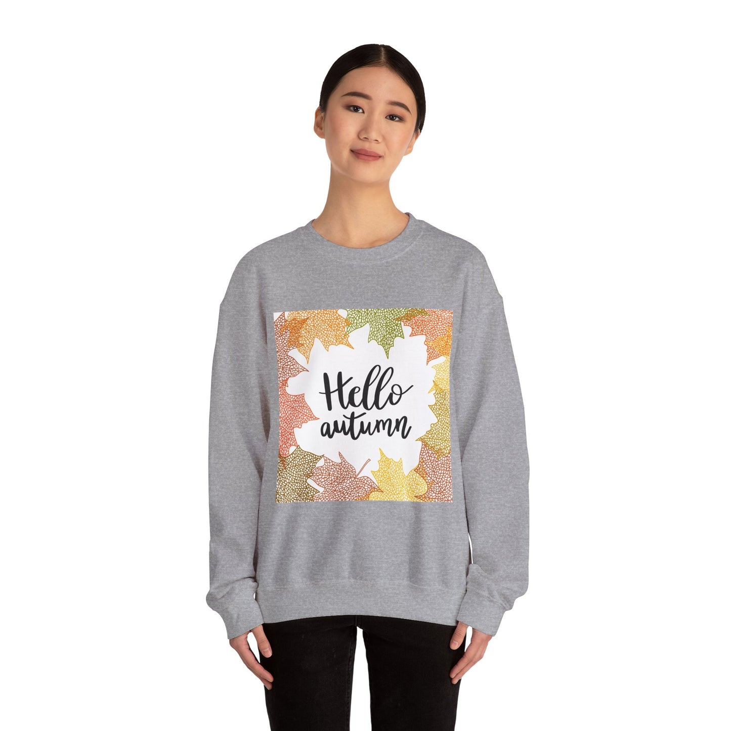 Autumn Vibes Crewneck Sweatshirt, Comfortable Fall Apparel, Unisex Sweater for Cozy Days, Perfect Gift for Fall Lovers, Hello Autumn Design