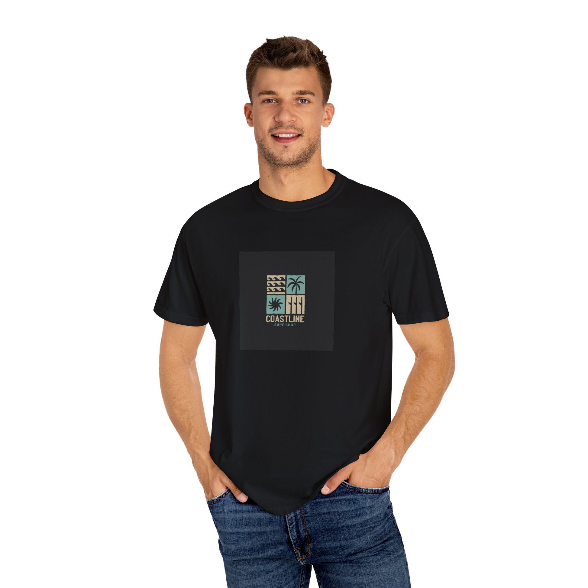 Coastline T-Shirt, Unisex Garment-Dyed Tee, Casual Summer Wear, Coastal Vibes, Beach Day Apparel, Vacation Essential - MaisonThreadory