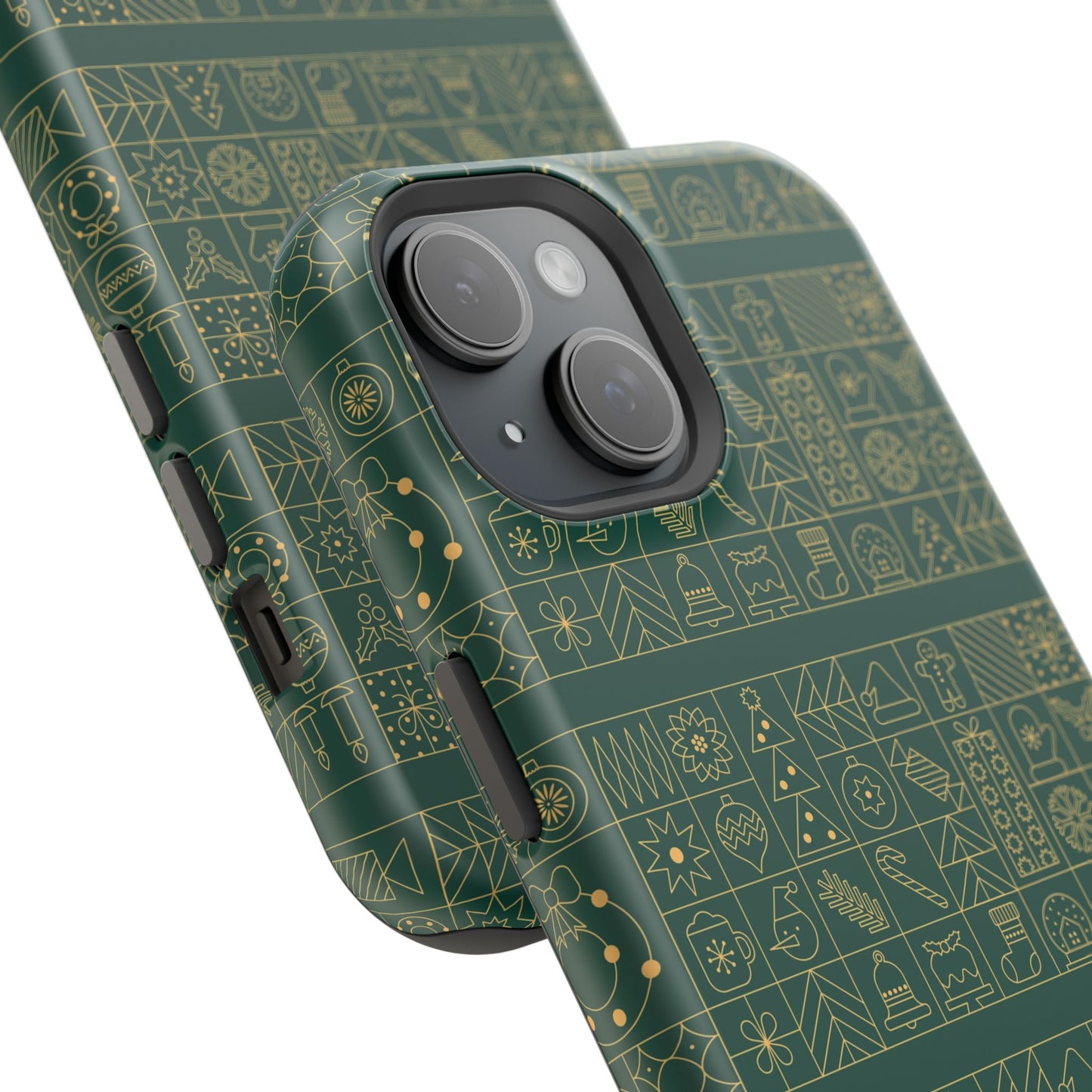 Magnetic Impact-Resistant Phone Case — Dark Green Geometric Pattern