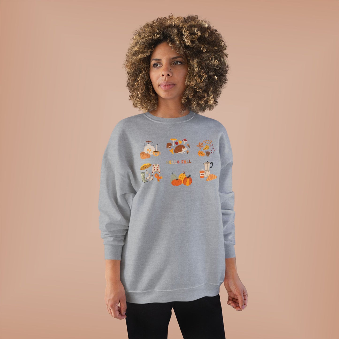 Cozy Fall Sweatshirt - Hello Fall Design, Unisex Fall Apparel, Eco-Friendly Sweater, Perfect for Autumn Celebrations, Gift for Nature Lovers - MaisonThreadory