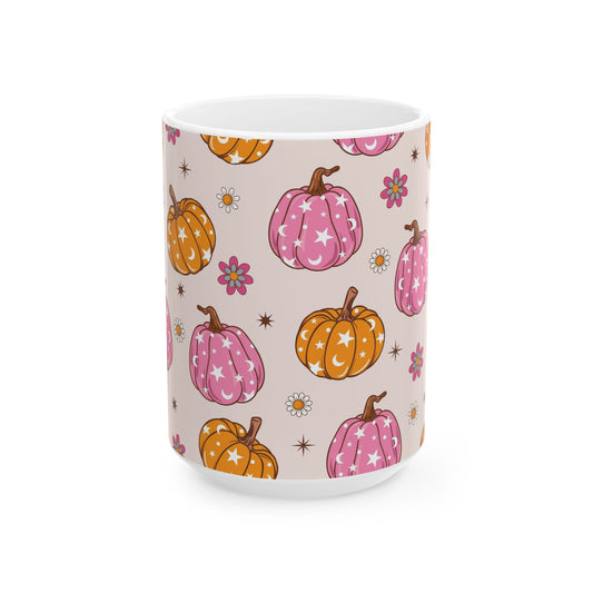 Cute Pumpkin Pattern Ceramic Mug - Fall Coffee/Tea Cup, Halloween Decor, Pumpkin Lover Gift, Autumn Celebration Mug, Harvest Season [...] - MaisonThreadory
