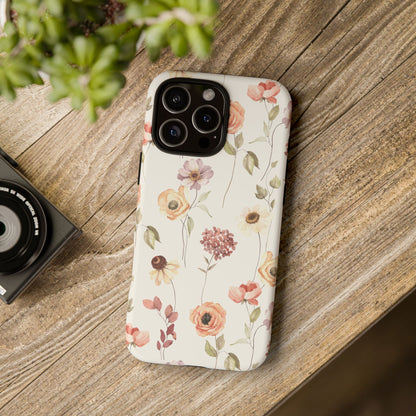 Floral Phone Case, Cute Flower Cover, Botanical Tough Case, Protective Smartphone Shell, Chic Floral Design, Trendy iPhone Case