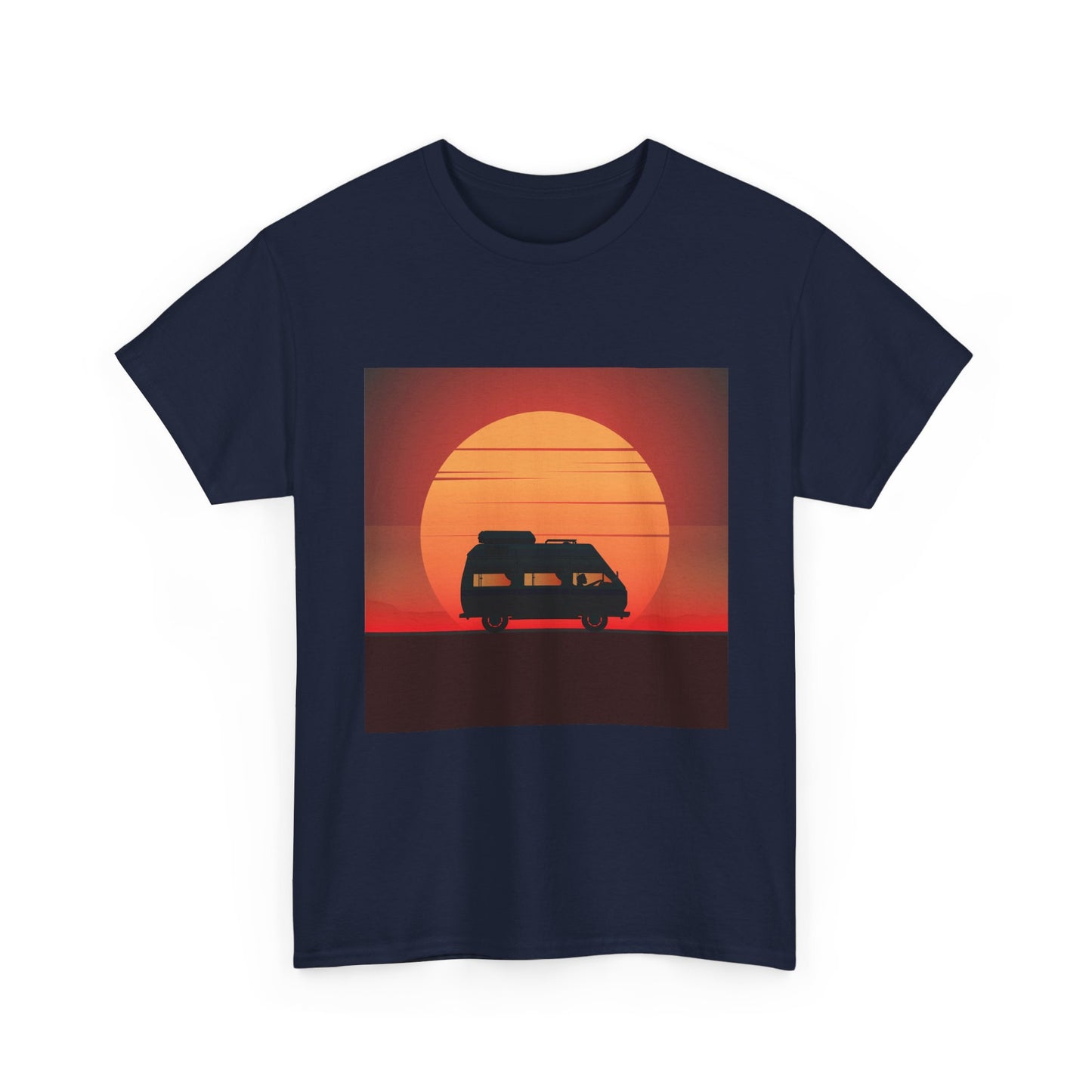 Retro Sunset Adventure Unisex Heavy Cotton Tee, Vintage Car T-Shirt, Sunset Vibe Shirt, Summer Casual Wear, Road Trip Gift, Outdoor [...] - MaisonThreadory