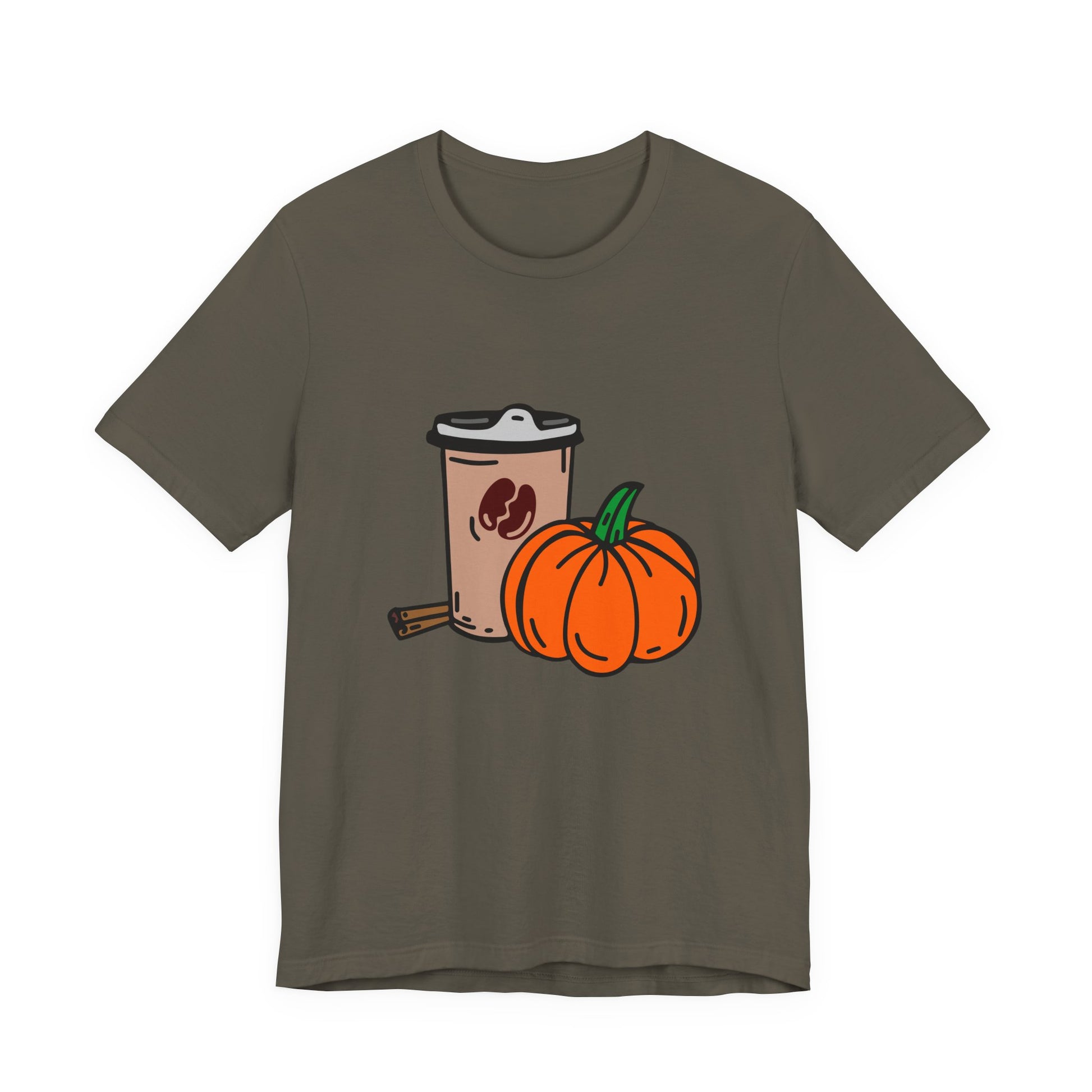 Fall Vibes Pumpkin Coffee Tee, Autumn Pumpkin Shirt, Cozy Casual Tee, Thanksgiving Gift, Unisex Fall Apparel - MaisonThreadory