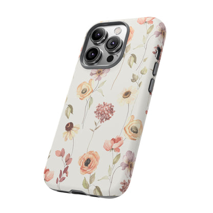 Floral Phone Case, Cute Flower Cover, Botanical Tough Case, Protective Smartphone Shell, Chic Floral Design, Trendy iPhone Case