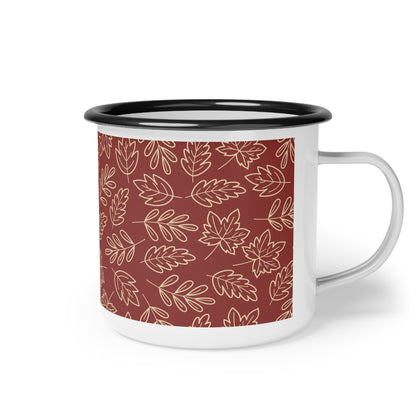 Cozy Fall Enamel Camp Cup with Leaf Design, Perfect for Camping, Outdoor Adventures, Gifts for Nature Lovers, Autumn Gatherings, [...] - MaisonThreadory