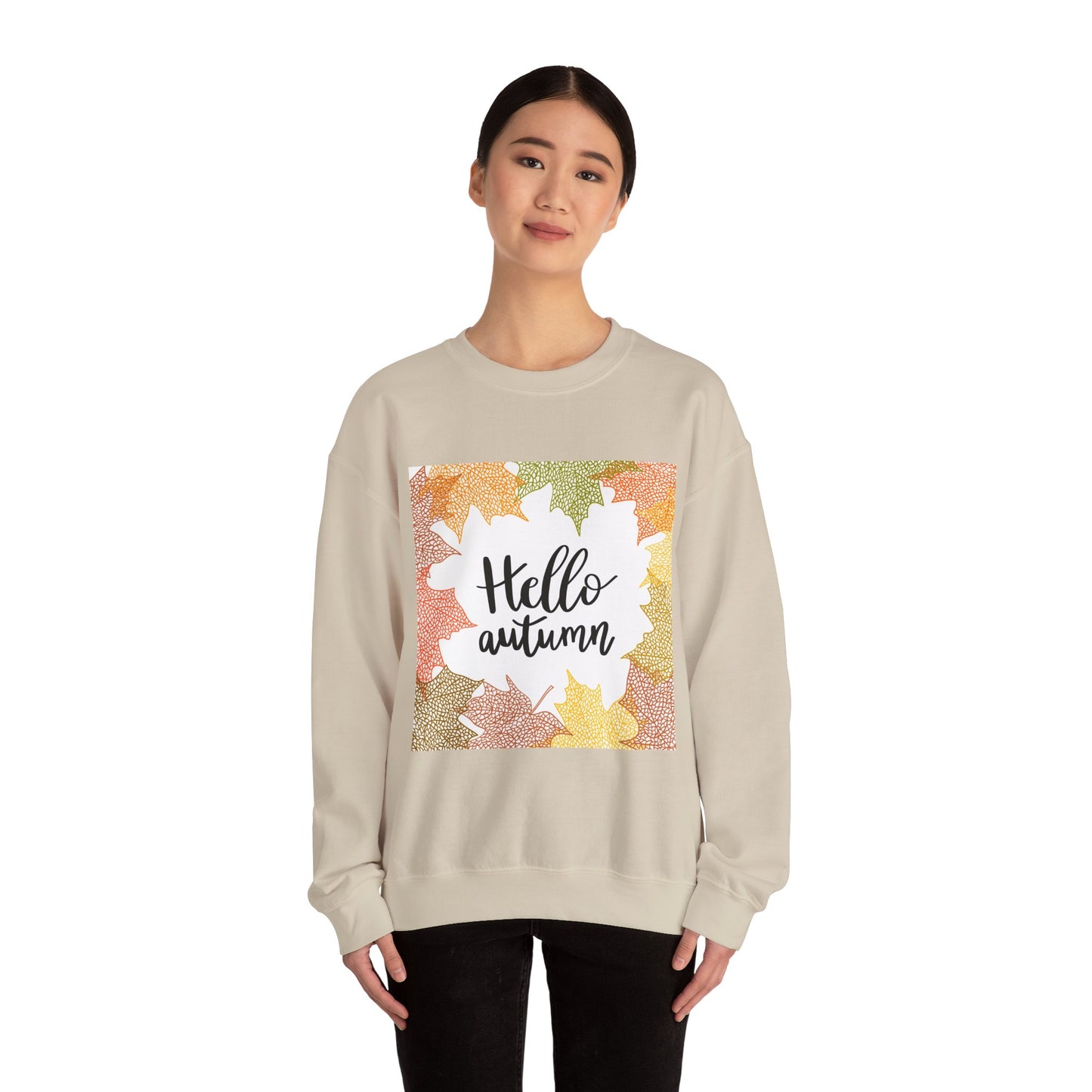 Autumn Vibes Crewneck Sweatshirt, Comfortable Fall Apparel, Unisex Sweater for Cozy Days, Perfect Gift for Fall Lovers, Hello Autumn Design