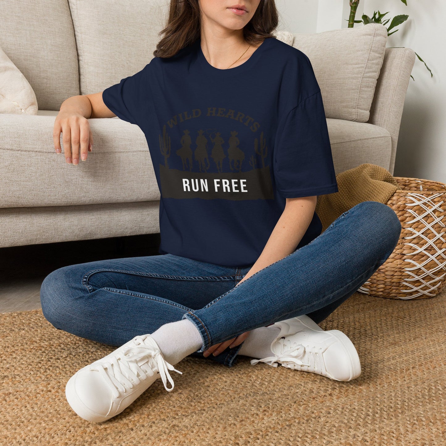 Wild Hearts Run Free T‑Shirt — Western Cowboy Rodeo Graphic Tee