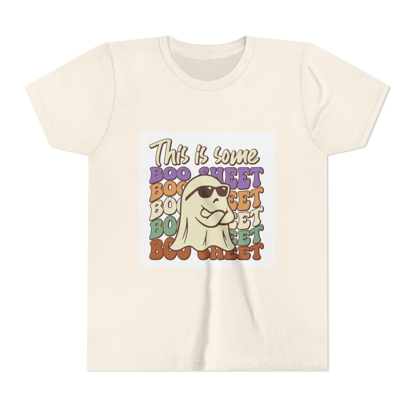 Youth Short Sleeve Tee with Fun Boo Sheet Design, Cool Summer Top, Humorous Kids Apparel, Gift for Halloween, Casual Wear, Playful T-Shirt - MaisonThreadory