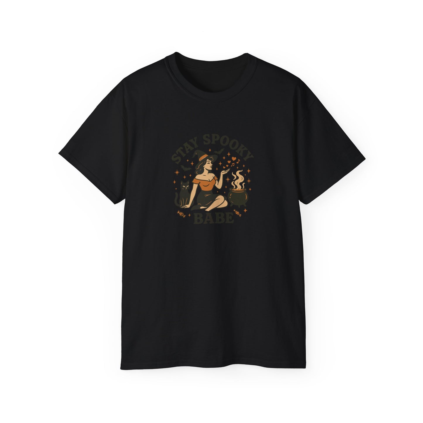Spooky Halloween Unisex Tee, Stay Spooky Babe Shirt, Plus Size Halloween T-Shirt, Cute Witch Tee, Fall Festive Apparel