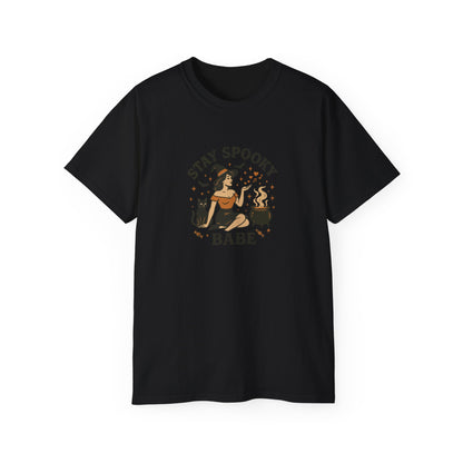 Spooky Halloween Unisex Tee, Stay Spooky Babe Shirt, Plus Size Halloween T-Shirt, Cute Witch Tee, Fall Festive Apparel