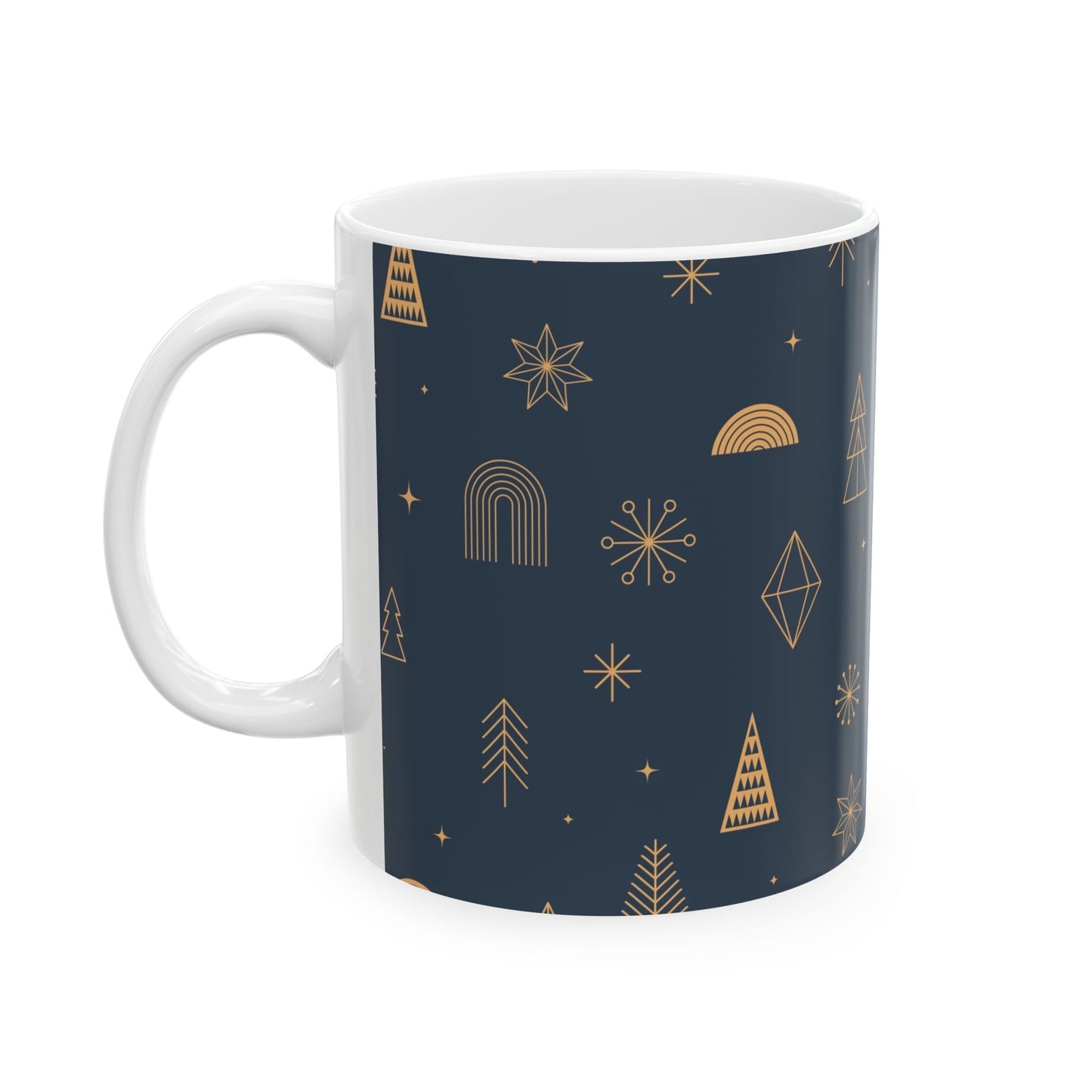 Festive Ceramic Coffee Mug - Holiday Cheer, Winter Decor, Gift for Her, Cozy Beverage, Christmas Mug - MaisonThreadory