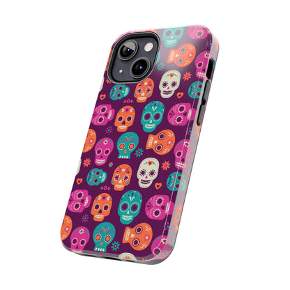 Colorful Skull Phone Case, Tough Cases for Halloween, Unique Phone Cover, Day of the Dead, Fun and Durable Accessories