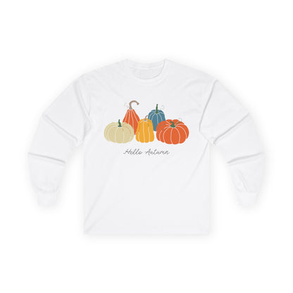 Autumn Pumpkins Long Sleeve Tee | Cozy Fall Shirt, Unisex Tee, Halloween Gift, Pumpkin Lovers Apparel, Casual Fall Outfit - MaisonThreadory