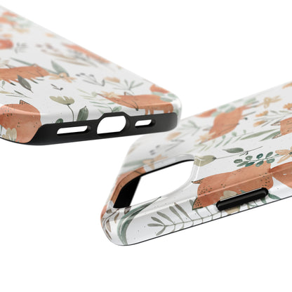 Floral Fox Phone Case, Tough Phone Cases for Nature Lovers, Cute Animal Phone Cover, Gift for Friends, Wildflower Design