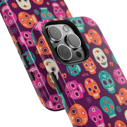 Colorful Skull Phone Case, Tough Cases for Halloween, Unique Phone Cover, Day of the Dead, Fun and Durable Accessories