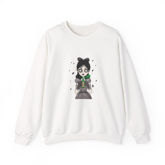 Dark Fairy Illustration Crewneck Sweatshirt, Cozy Streetwear, Unisex Gift, Fall Fashion, Halloween Apparel, Everyday Wear - MaisonThreadory