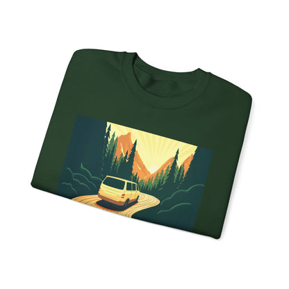 Nature Road Trip Crewneck Sweatshirt - Vintage Van Design, Unisex Pullover, Adventure Apparel, Great Outdoors Gift, Fall Fashion - MaisonThreadory