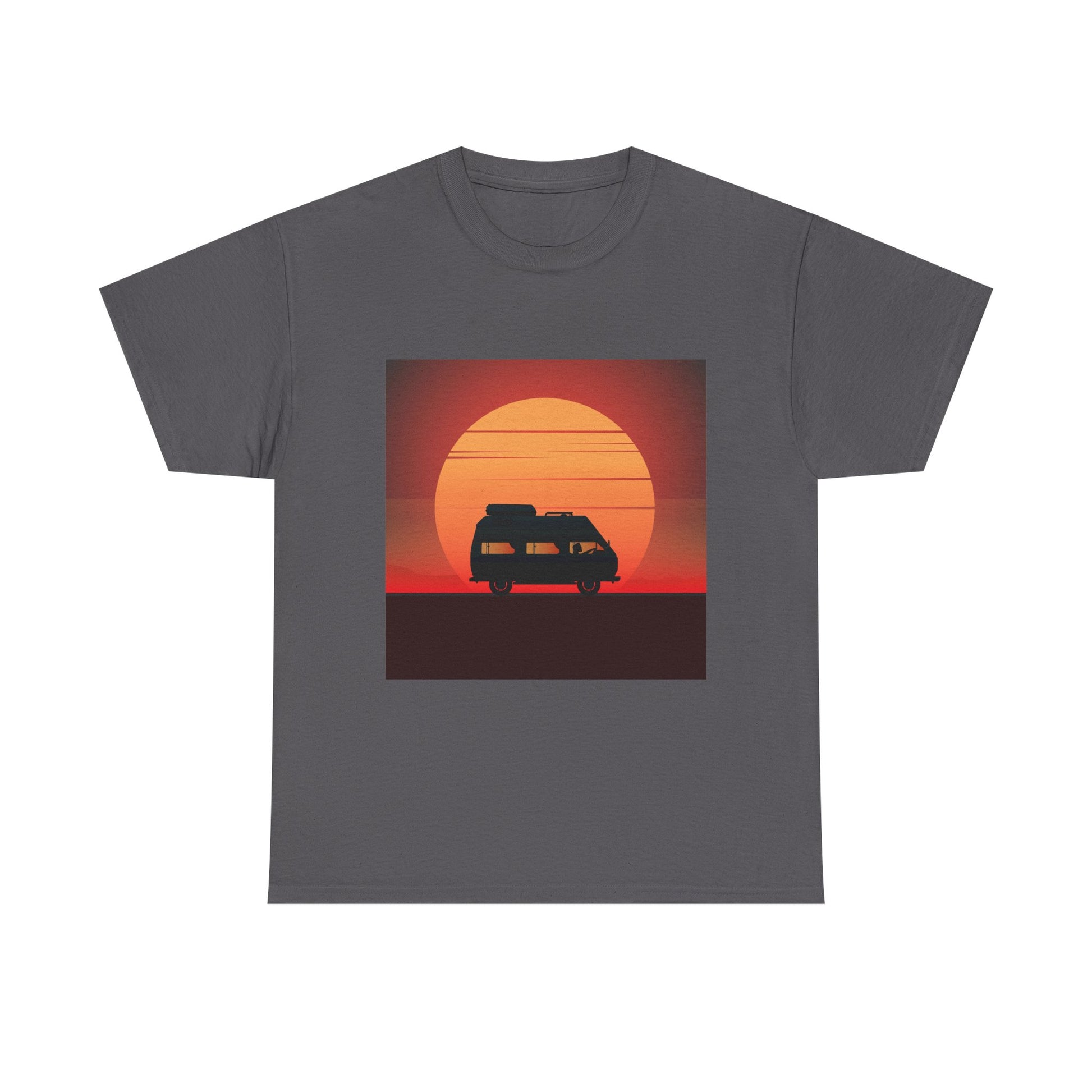 Retro Sunset Adventure Unisex Heavy Cotton Tee, Vintage Car T-Shirt, Sunset Vibe Shirt, Summer Casual Wear, Road Trip Gift, Outdoor [...] - MaisonThreadory
