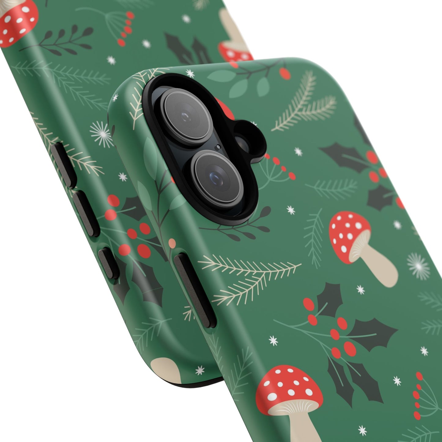 Festive Mushroom Phone Case, Colorful Holiday Case, Christmas Gift, Winter Vibes, Eco-Friendly Phone Cover