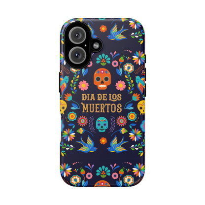 Colorful Dia de los Muertos Phone Case, Skull Design, Floral Phone Cover, Sugar Skull Accessories, Day of the Dead Gift
