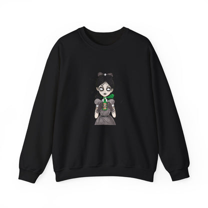 Dark Fairy Illustration Crewneck Sweatshirt, Cozy Streetwear, Unisex Gift, Fall Fashion, Halloween Apparel, Everyday Wear - MaisonThreadory
