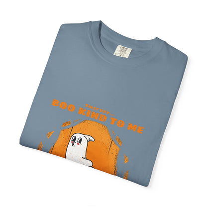 Playful Message T-Shirt: Boo Kind To Me, Funny Graphic Tee, Unisex Cotton Top, Casual Wear, Gift for Friends - MaisonThreadory