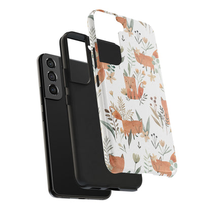 Floral Fox Phone Case, Tough Phone Cases for Nature Lovers, Cute Animal Phone Cover, Gift for Friends, Wildflower Design