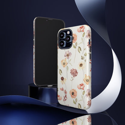 Floral Phone Case, Cute Flower Cover, Botanical Tough Case, Protective Smartphone Shell, Chic Floral Design, Trendy iPhone Case