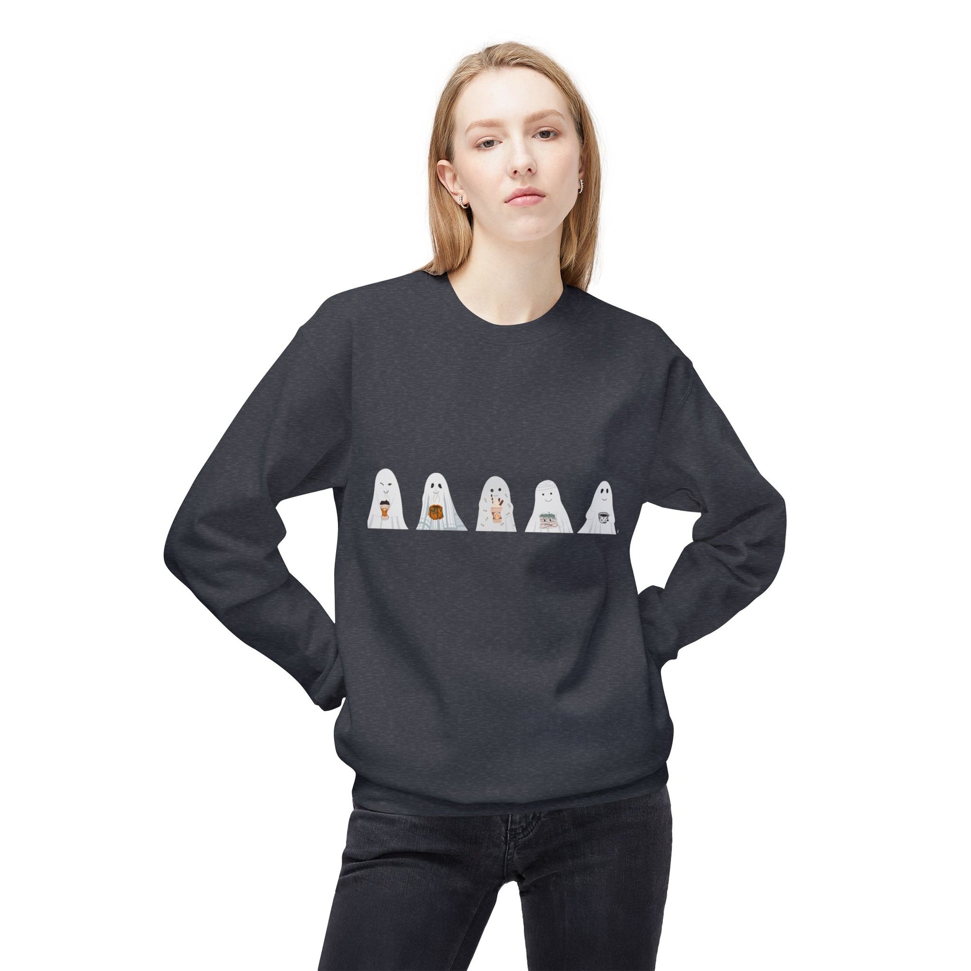 Whimsical Animal Print Fleece Sweatshirt - Cozy Casual Wear, Perfect for Gifts, Pet Lovers Apparel, Halloween, Fall Fashion - MaisonThreadory