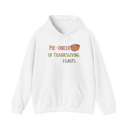 Thanksgiving Pie-o-neer Unisex Heavy Blend Hooded Sweatshirt, Cozy Holiday Sweatshirt, Thanksgiving Apparel, Fall Fashion, Foodie Gifts - MaisonThreadory