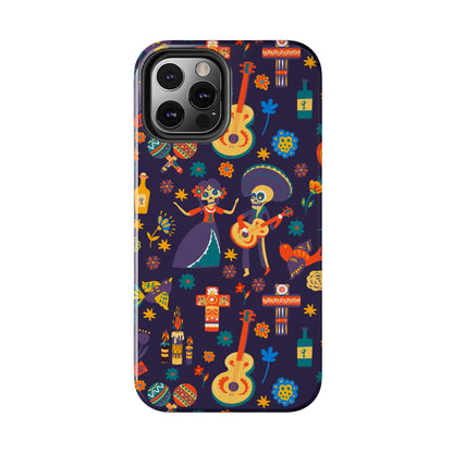 Colorful Dia de los Muertos Phone Case, Tough Case for Halloween, Gift for Music Lovers, Floral Phone Cover, Sugar Skull Art