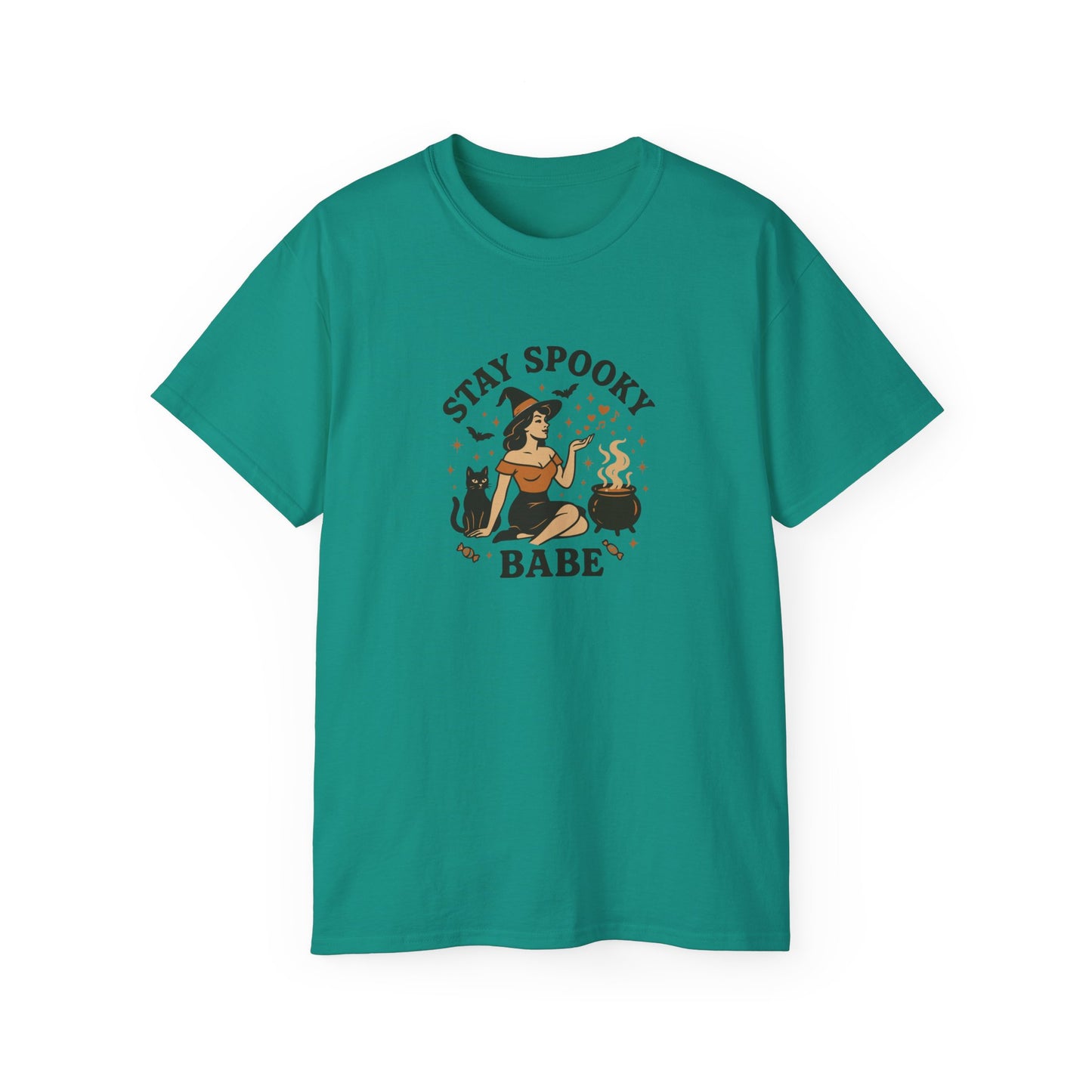 Spooky Halloween Unisex Tee, Stay Spooky Babe Shirt, Plus Size Halloween T-Shirt, Cute Witch Tee, Fall Festive Apparel