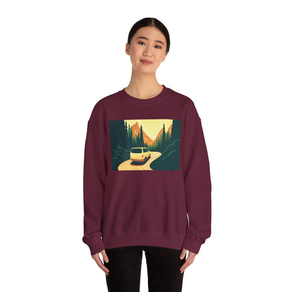 Nature Road Trip Crewneck Sweatshirt - Vintage Van Design, Unisex Pullover, Adventure Apparel, Great Outdoors Gift, Fall Fashion - MaisonThreadory