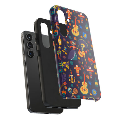 Colorful Dia de los Muertos Phone Case, Tough Case for Halloween, Gift for Music Lovers, Floral Phone Cover, Sugar Skull Art