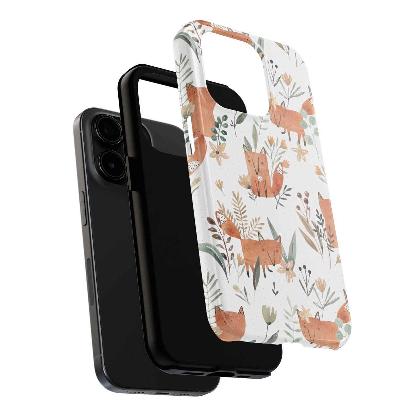 Floral Fox Phone Case, Tough Phone Cases for Nature Lovers, Cute Animal Phone Cover, Gift for Friends, Wildflower Design