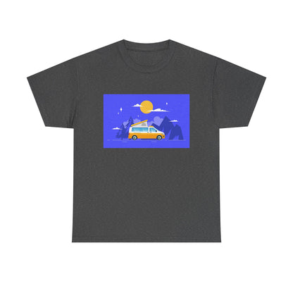 Vintage Van Adventure Tee, Unisex Heavy Cotton Tee, Summer Road Trip Shirt, Camping T-Shirt, Travel Gift, Outdoor Enthusiasts - MaisonThreadory