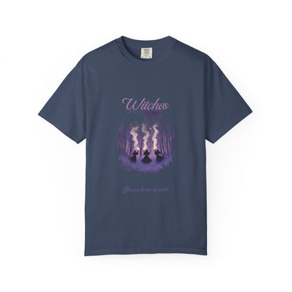 Witches Garment-Dyed T-Shirt | Mystical Apparel for Halloween, Witchy Vibes, Unique Gift, Casual Wear - MaisonThreadory