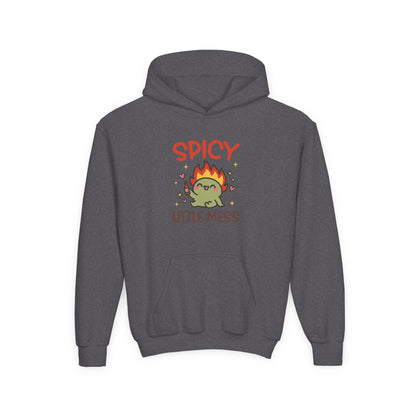 Spicy Little Mess Youth Hoodie | Fun Cartoon Design, Perfect Gift for Kids, Trendy Sweatshirt, Birthday Present, Cozy Fashion - MaisonThreadory