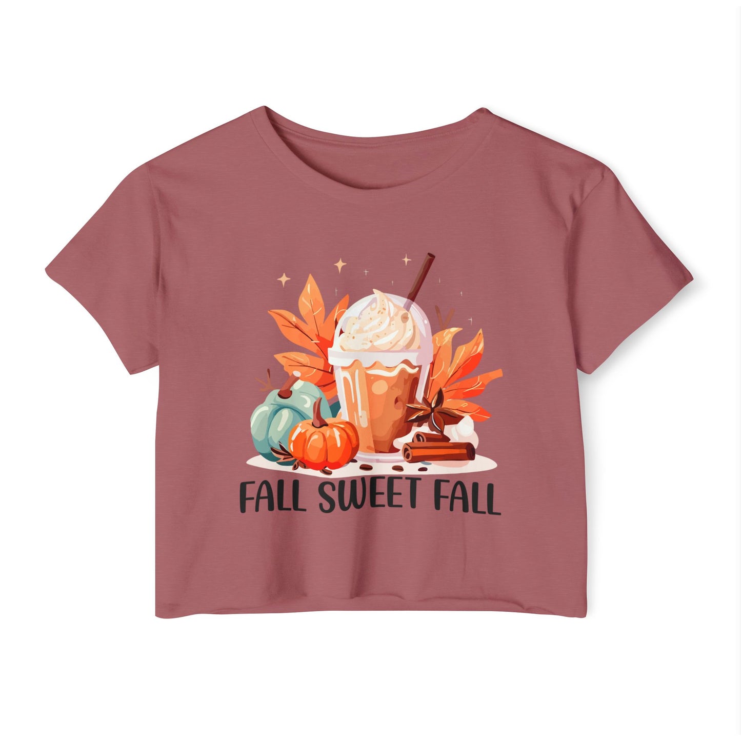 Fall Sweet Fall Crop Top for Women, Autumn T-Shirt, Thanksgiving Outfit, Festival Apparel, Casual Wear - MaisonThreadory