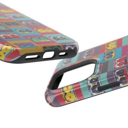 Retro Cassette Tape Phone Case, Vintage Style Tough Case, Music Lover Gift, Funky Tech Accessory, Fun Phone Cover