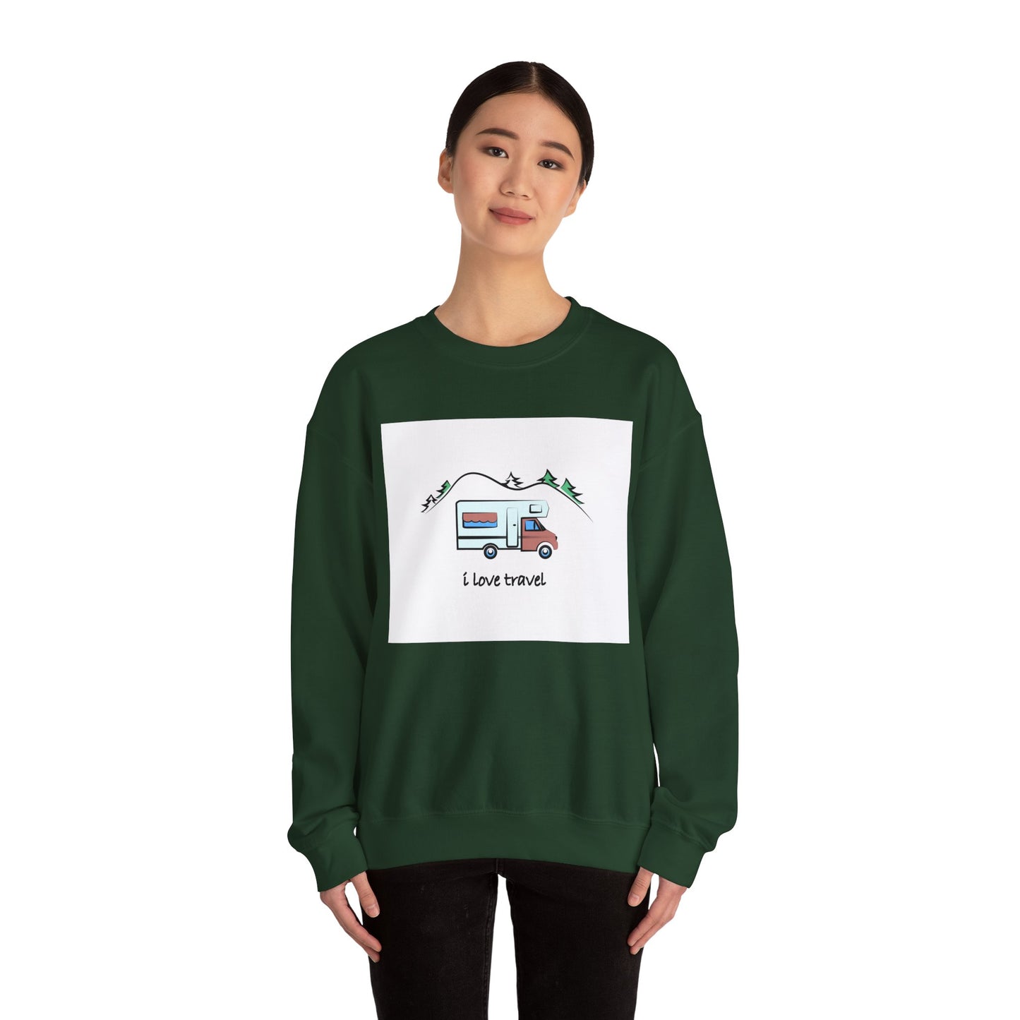Travel Love Crewneck Sweatshirt | Cozy Adventure Apparel, Perfect for Travel Lovers, Gift Idea for Road Trips, Camping, and Wanderlust - MaisonThreadory