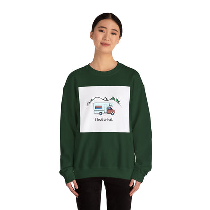 Travel Love Crewneck Sweatshirt | Cozy Adventure Apparel, Perfect for Travel Lovers, Gift Idea for Road Trips, Camping, and Wanderlust - MaisonThreadory