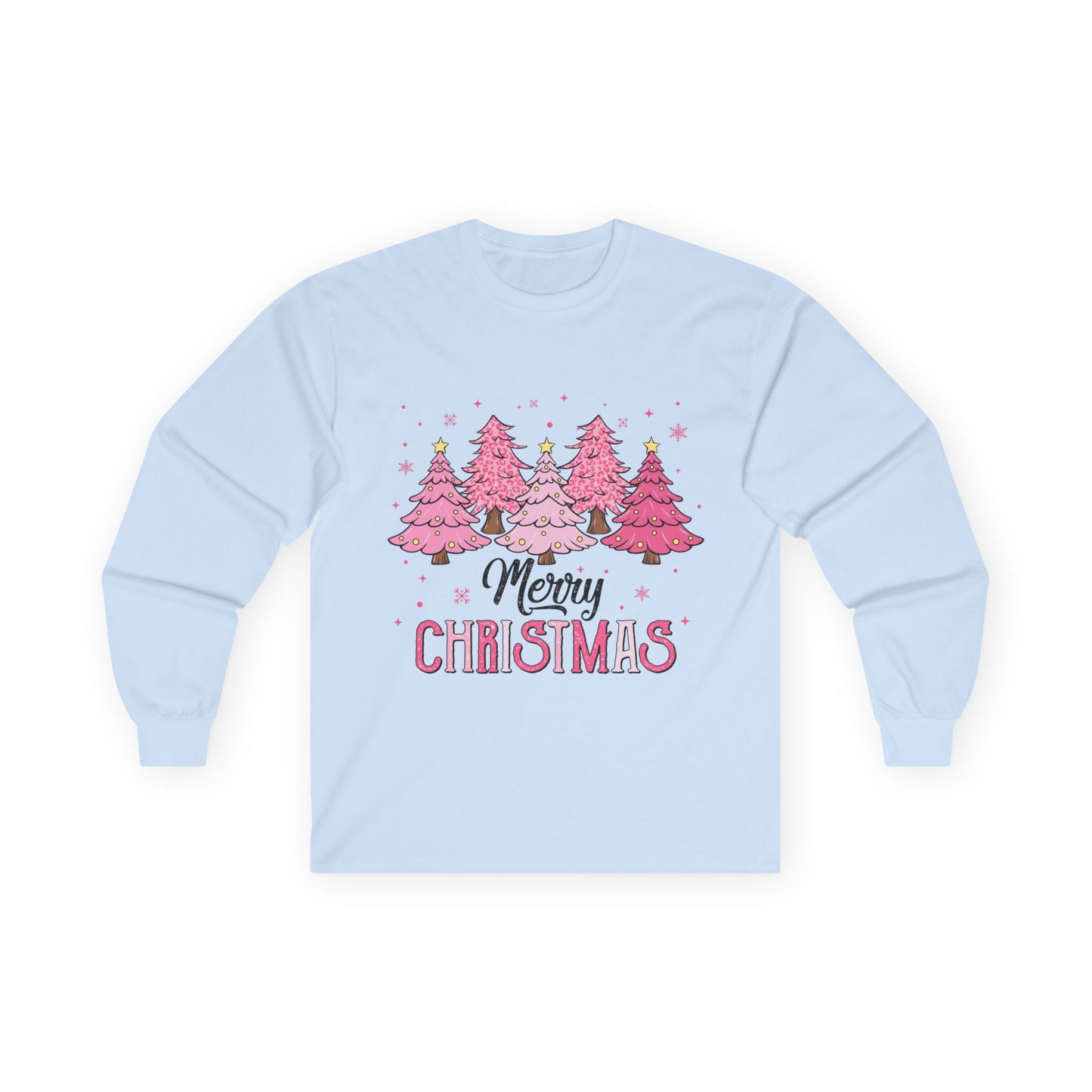 Merry Christmas Pink Tree Long Sleeve Tee